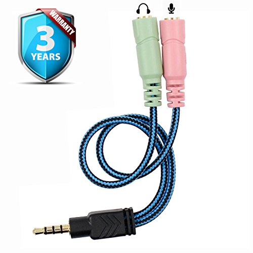 Cavo Adattatore, ENVEL 3,5mm Sdoppiatore Cuffia Y Jack per Microfono e Cuffie [ 2 Femmine prese su 1 Maschio jack ] per PC PS4 Xbox One Auricolare Smartphone Tablet MP3 Altoparlanti