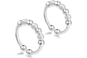 IKOPFLN 2 PCS Anelli Antistress, Anello Pollice Donna, Anello Antistress Donna, Anelli Regolabili con Perline Mobili, Spinner Ring per Donne e Ragazze