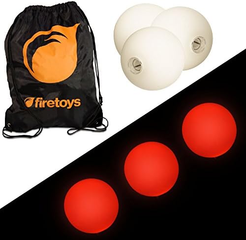 Glow Juggling Ball Set - 3x Red LED Juggling Balls &amp; Firetoys Bag