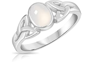 DTPsilver® Bague en Argent Fin 925 - Triquetra - Noeud de la Trinité - Collection Celtique - Choix de différentes Pierres Naturelles Semi-Précieuses