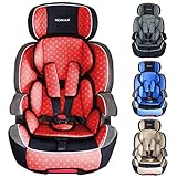 XOMAX XL-518 Siège auto pour enfant avec ISOFIX I 9-36 kg, 1-12 ans, groupe 1/2/3 I Harnais 5 points et 3 points I housse amovible et lavable I ECE R44/04 I rouge