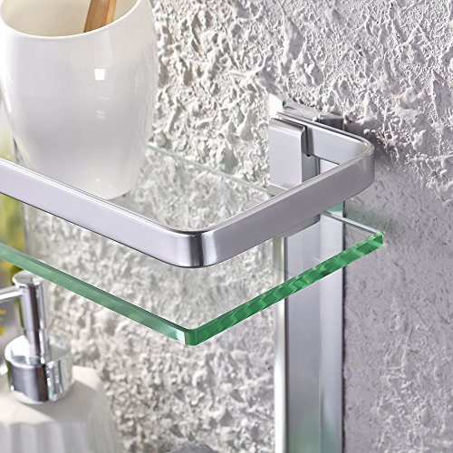 KES 8mm starkes Sicherheitsglas Regal mit Aluminium-Pfosten-Wall Mount rechteckigen Doppeldeck, A4126B - 3