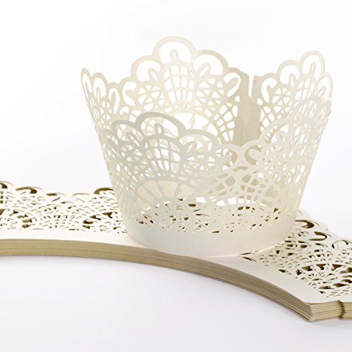 24 x Laser Cut Kuchen Cupcake Wrapper Verpackung Dekoration Muffin Hülle für Hochzeit Party Cupcake Dekoration Muffinförmchen Neu