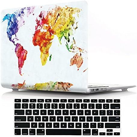 DIGIC Macbook Air 13" Case with Keyboard Cover, Hard Plastic Cover Case with Keyboard Protector for Macbook Air 13.3 inch(A1369/A1466),World Map