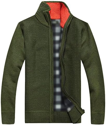 YeYan Men's Zip Knitted Cardigan Sweater Casual Plus Thick Fleece Jacket Coat Cardigans
