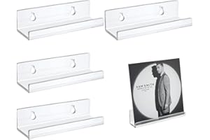 AAED 4 Piezas Estante de Vinilo Transparente,Estante de Vinilo Acrílico para CD,Estante de Vinilo Acrílico para Discos,para Sala de Estar,Oficina,Sala de Juegos y Estudio
