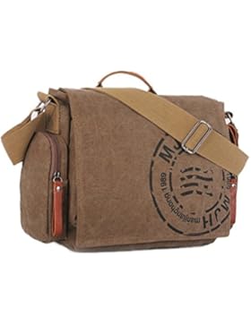 Honeymall Unisex Vintage Canvas Umhängetasche Schultertasche Messenger Bag für Reise Sport Freizeit