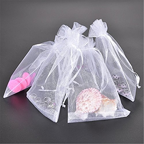 ZALAGO 10cm x15cm Weiß Organzasäckchen Säckli Geschenk Schmuckbeutel,,50 stk - 3