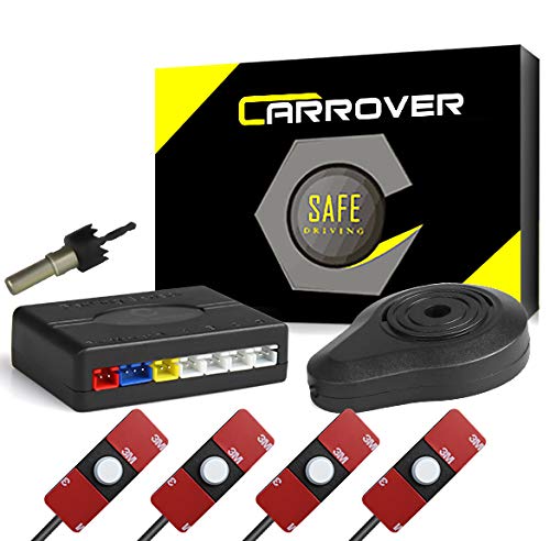 CAR ROVER Sensor Aparcamiento Kit 4 13mm Sensor Marcha Atras con Zumbador Bibi Alarma de Sonido (Blanco)