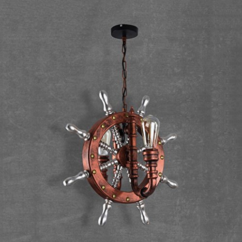 Preisvergleich Produktbild Ruder Kronleuchter Hohe Helligkeit E27 Lichtquelle Massivholz Lampe Körper Kreative Persönlichkeit Massivholz Eisen Handwerk Wasser Pfeife Retro Amerikanische Industrie Wind Bar Cafe Doppel Kopf Kronleuchter Kette: 100CM (verstellbar)