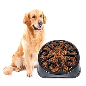 KASBAH Slow Feeder Dog Bowl for Large Dogs, Anti-Gulping Maze Dog Food Bowl Bloat Stop Puzzle Bowl Non-Toxic Eco Friendly Anti-Choke Large Dog Bowls (one Size, E-Black)
