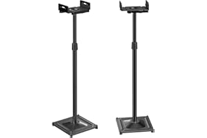 PERLESMITH Universal Speaker Stands Height Adjustable Extend 18" to 44" Holds Satellite & Bookshelf Speakers up to 11lbs -1 Pair
