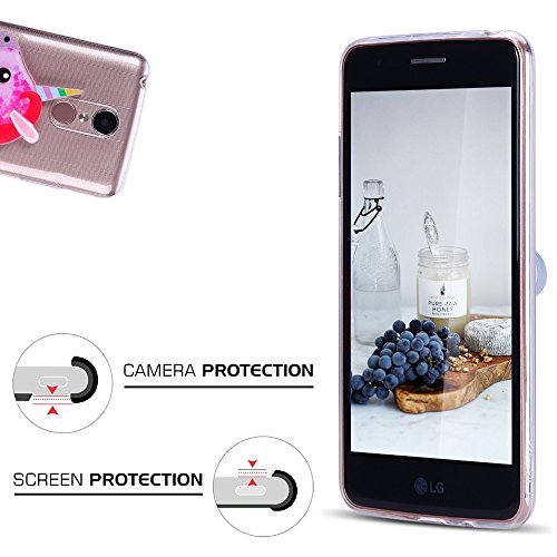 Funda LG K4 2017  Caselover 3D Bling Silicona TPU Unicornio Carcasas para LG K4 2017 Glitter L  quido Arena Movediza Protecci  n Caso Sparkle Brillar Cristal Tapa Case Suave Transparente Claro Bumper Cover Anti Ara  azos Choque Absorci  n Cubierta Caja  5 0 pulgadas  - Rosa roja