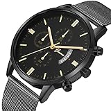 Armbanduhr Damen Ronamick Mode Herren uhren Edelstahl Sport Quarz Analog Datum Stunden Armbanduhr Armband Armbanduhr Uhr Uhren(B)