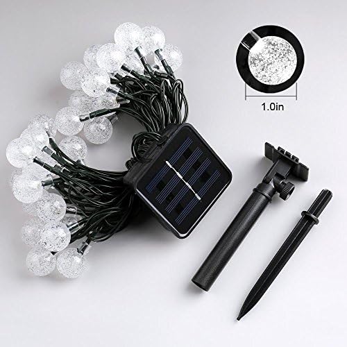 SAFSOU 30 LED Solar Powered Fairy String Lights with Crystal Ball Covers, Decorative Lighting for Outdoor Use in Patio, Pathway, Garden, Yard, Indoor Use in Bedroom, Christmas Tree, Holiday Party