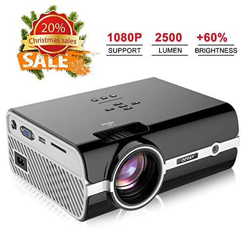 proyector, videoproyectores de 2500 lúmenes Full HD 1080P, Mini proyector portátil de OCDAY para Cine, TV, Xbox Juego Hogar, Boda, Clase, Discurso-Color Negro