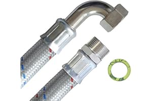 H2O-Flex® Reinforced Hose DN19, Flex Hose, 3/4 Inch Male Thread and 3/4 Inch Union Nut with Elbow for Domestic Waterworks, Solar, Heating
