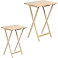 zeeyrak Premuim Qaulity set of 2 Folding Side Table Sturdy & Stable End Table, Space Efficient Small Coffee Table, Practical Uses Sofa Table/fold Away Table/Living Room Oak Side Table