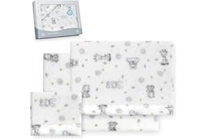 Interbaby - Juego Sabanas Cuna 60x120 Poliester 100% | Sabana Cuna Coralina, Cálida | Incluye Sabana Bajera, Encimera y Funda de Almohada | Ideal para Invierno | Koala Blanco/Azul