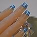 Bling Art False Nails French Manicure Blue Flower Tips 24 Full Cover Medium UK