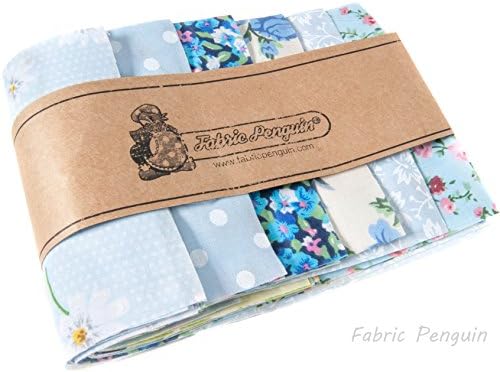 Patchwork Fabric Squares x 50 Blue Floral Bundle 10 x 10cm Quilting Remnants Charm Roses