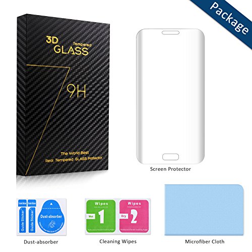 sendis Samsung Galaxy S7 Edge Hartglas Displayschutzfolie, ultra dünn 0,26 mm kratzfest, voller Deckung, Ultra HD Klar, kratzfest, blasenfrei, inkl. Mikrofasertuch, Reinigungstuch, Alkohol Prep Pad (schwarz) Clarity - 7