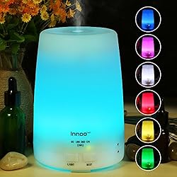 300ml Humidificador Ultasónico Aromaterapia | Innoo Tech Difusor Aceites Esenciales | Difusor de Aroma Ambientador Hogar | Luz LED con 7 Colores Elegibles | 4 Modos de Temporizador | Vapor Frío Humedecer y Purificar el Aire en Casa
