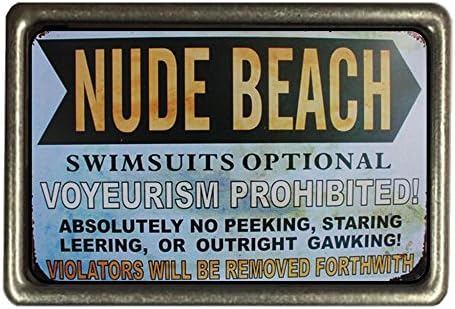 Cadora Belt Buckle Buckle Vintage Retro Nude Beach Swimmsuits Optional Voyeurism Prohibited