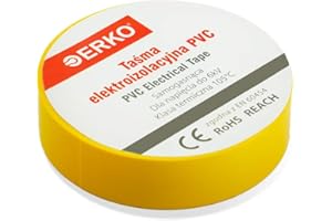 ERKO 10 pezzi di nastri isolanti elettrici professionali giallo 15 mm x 10 m, per isolare fili, cavi elettrici e di telecomunicazione e per marcare fili e fasci di fili per tensioni fino a 6kV.