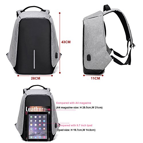 HongyuTing Laptop Rucksack mit USB Port Wasserdichte Business Reise Schulrucksack für MacBook Pro 14 Zoll - 3