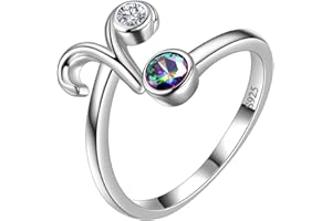 Aurora Tears 12 anelli regolabili Zodiac in argento Sterling 925 schegge Mystic Rainbow Topaz costellazione anello aperto oroscopo con zirconi gioielli regalo per donne e ragazze DR0087