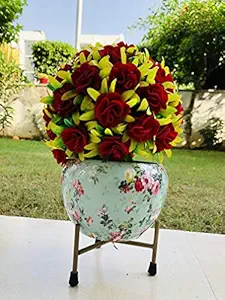 RVs Gardens Metal Pot with Stand (Green)