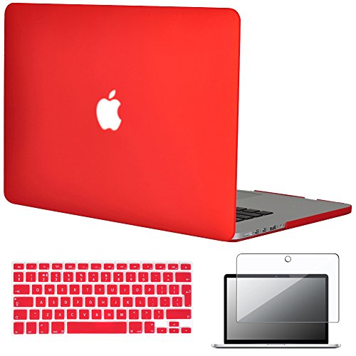 Topideal 3 in 1 gummierte matt Hard Shell Schutzhülle für Apple 39,1 cm/15 Zoll MacBook Pro mit Retina-Display (Modell: A1398) + Tastatur Cover + Displayschutzfolie