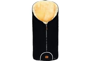 Fillikid Merino Lammfell Fußsack Winterfußsack universal für Babyschale Autositz Gr. 0 Kinderwagen Baby (Schwarz)