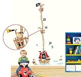ufengke® Cartoon-Piraten-Schiff Messlatten Wandsticker, Kinderzimmer Babyzimmer Entfernbare Wandtattoos Wandbilder - 2