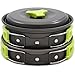 Produktbild Camping Kochgeschirr | Kochgeschirr-Set 10 tlg Kochausrüstung für Outdoor Wandern Picknick | FDA GENEHMIGTE Topf & Pfanne aus Aluminium und Edelstahl | faltbare Löffel