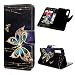 Produktbild Edauto A7 2018 Hülle Handyhülle für Samsung Galaxy A7 2018 Lederhülle Case Cover PU Leder Tasche Flipcase Schutzhülle Handytasche Ständer Magnet Kartenfach Klapphülle Goldener Schmetterling