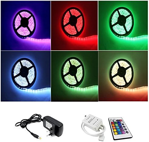Waterproof/Not Waterproof 1M-10M RGB 5050 SMD LED Ribbon, 30leds/60 LEDs per Metre, Protection Class IP65/IP20, with 44 Key Remote Control and DC12 V Transformer Power Supply Set L:1Meter 30LEDs/M IP20(unwasserdicht)