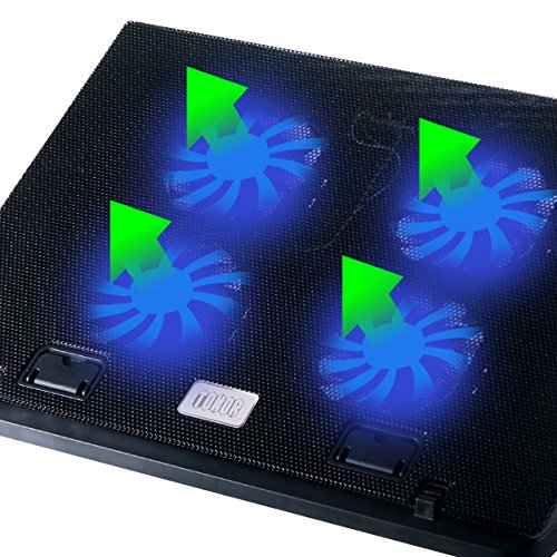 Tonor Laptop Kühler 12-17 Zoll Notebook Cooler Einstellbar Laptop Lüfter Cooling Pad mit 2 USB Port und 4 leise LED Lüfter Kühlpad Kühlmatte für Macbook Laptop Notebook Schwarz - 4