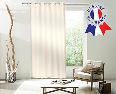 Belles Demeures - Rideau à Œillets Isolant Thermique Doublure Polaire Effet Matière - Écru - 140x250 cm