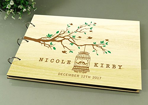 Foto Album Custom Scrapbook Personalisierte Holz Name Gravierte Braut & Bräutigam Beratung Buch - 4