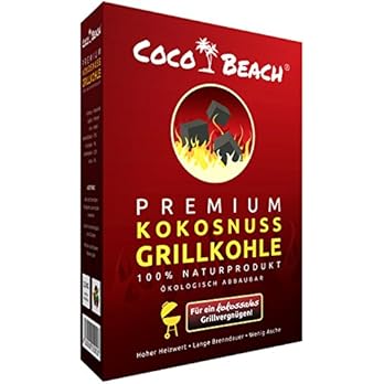 Cocobeach Premium Grillkohle 25 Kg 100 Kokosnuss Kohle Die Beste Grillkohle Fr Das Beste Fleisch Extrem Lange Brenndauer Keine Chemischen Zustze Starke Hitze
