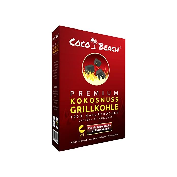 Cocobeach Premium Grillkohle 25 Kg 100 Kokosnuss Kohle Die Beste Grillkohle Fr Das Beste Fleisch Extrem Lange Brenndauer Keine Chemischen Zustze Starke Hitze