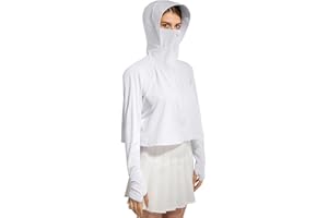 Locachy Veste de protection solaire UPF 50+ légère à fermeture éclair pour femme avec masque facial