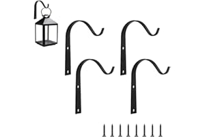 Lxoraziy 4 Pezzi Ganci per Piante, Appendere Staffe, Metallo Staffa, Ganci da Parete, per Appendere Cestini, Vaso, Uccelli Mangiatoie, Piante, Lanterne, Campanelle a Vento(Nero)