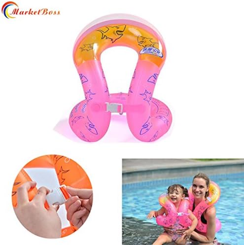MarketBoss Inflatable Arm Clip Swimming Ring PVC Float Life Vest Swimming Laps Safe Airbag Swimming Circle Life Buoy for Adults and Children (Pink, L)