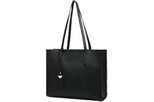 MORGLOVE Handtasche Damen Groß Shopper Tasche Mode Schule Arbeit Freizeit Henkeltasche mit Reißverschluss (A-Black)