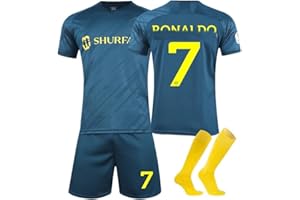 FTRGHNY Football Kits For Kids 2024/2025, Al Nassr Fc Football Kits For Boys And Aldult, Football Training Set 4-Piece 3-Piece Football Socks Shirts Shorts Kneepad Jersey Tracksuit