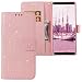 Produktbild Samsung Galaxy Note 8 Hülle, CLM-Tech Tasche aus Kunstleder Wallet Case mit Strass Steinen - Schutzhülle mit Standfunktion Kartenfach und Handschlaufe Flip Cover - Bookstyle Handy Flipcase Schmetterlinge Blumen rosa, PU Leder-Tasche für Samsung Galaxy Note 8 Lederhülle