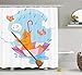 Produktbild BUZRL Kitten Shower Curtain, Cute Cat Under The Umbrella Sail in The Clouds and Humor Cartoon Kids Nursery Theme, Fabric Bathroom Decor Set with Hooks, 60W X 72L Inche Extra Wide, Multicolor